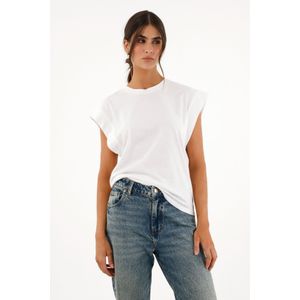 Camiseta blanca manga sisa amplia para mujer