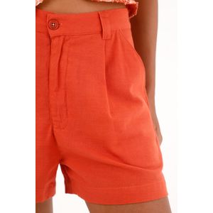 Bermuda naranja de tela fluida para mujer
