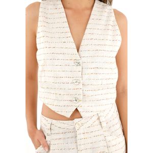 Chaleco en tweed con botones para mujer