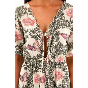 Vestido largo estampado con escote en V para mujer