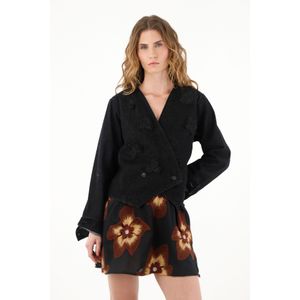 Chaqueta torera con apliques de flores para mujer