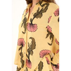 Camisa con estampado de flores manga larga para mujer