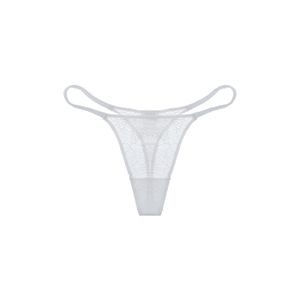 Panty tipo tanga en encaje blanco para mujer