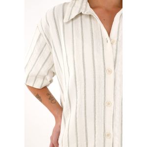Camisa de diseño a rayas crudo para mujer