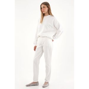 Buzo con flecos y apliques crudo para mujer