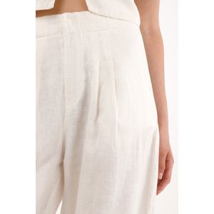 Pantalón chino en 100% lino crudo para mujer