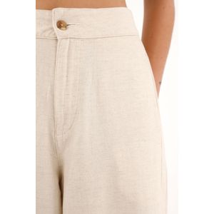 Pantalón con cortes en delantero crudo para mujer