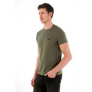 Camiseta básica con bordado localizado verde para hombre