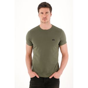 Camiseta básica con bordado localizado verde para hombre