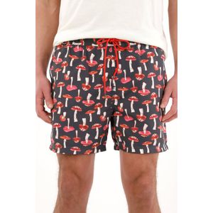 Pantaloneta de baño con estampado de hongos multicolor para hombre