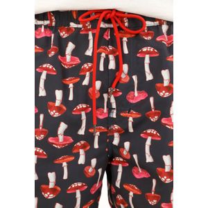 Pantaloneta de baño con estampado de hongos multicolor para hombre