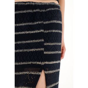 Falda larga tejida con diseño a rayas para mujer