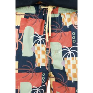 Pantaloneta de baño con estampado abstracto multicolor para hombre