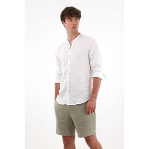 Camisa en 100% lino cuello neru blanca para hombre