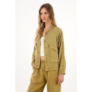 Abrigo cuello neru con stone verde para mujer