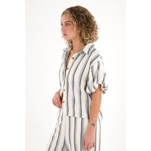 Camisa de manga con volumen a rayas para mujer