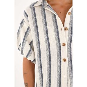 Camisa de manga con volumen a rayas para mujer