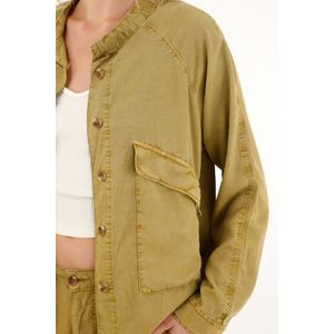 Abrigo cuello neru con stone verde para mujer