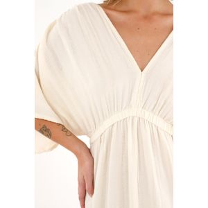 Vestido largo con escote en V crudo para mujer