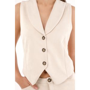 Chaleco en tela suede crudo para mujer