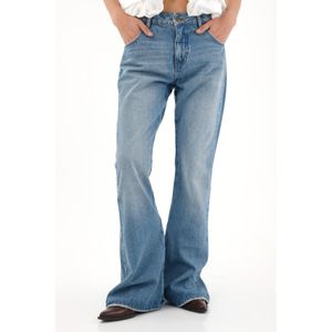 Jean Flare de tiro medio azul para mujer