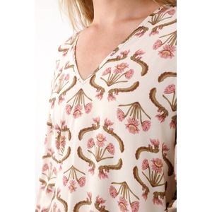 Vestido corto amplio con estampado de flores para mujer