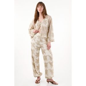 Camisa en malla bordada cruda para mujer