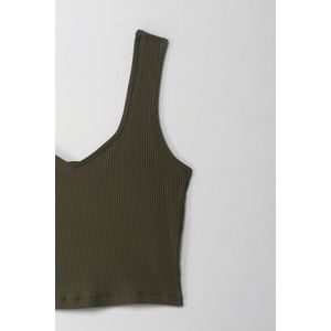 Camiseta crop en rib verde para mujer