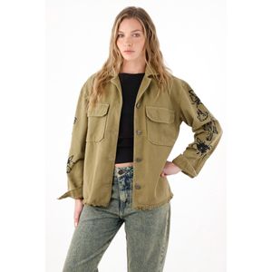 Chaqueta en 100% algodón verde para mujer