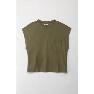 Camiseta manga corta con bolsillo verde para mujer
