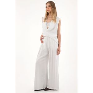 Chaleco asimétrico con solapa blanco para mujer
