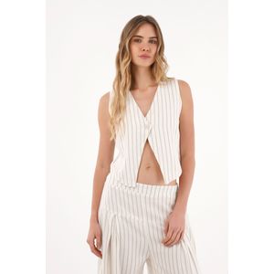 Chaleco preteñido a rayas para mujer