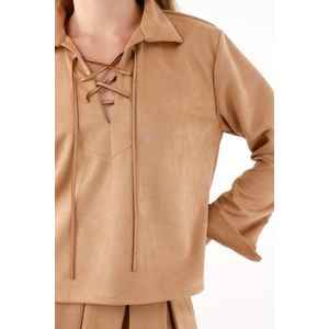 Camisa en suede café para mujer