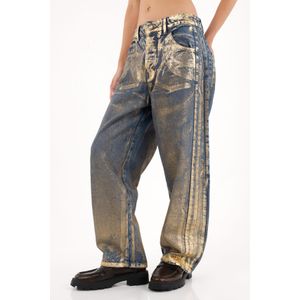 Jean Horseshoe de tiro bajo con foil dorado para mujer