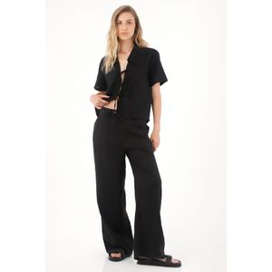 Camisa en 100% lino negra para mujer