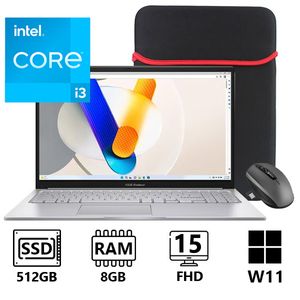Portatil Asus X1504ZA Intel Core i3 1215U Ssd 512Gb 8Gb 15" Win 11 + Mouse Inalámbrico y Funda