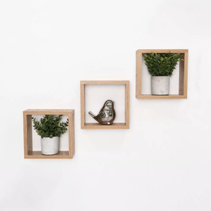 Set De Repisas Cuadradas Eros Beige Por 3 Unidades