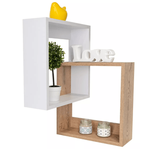 Repisa Cuadrada Deia Beige Y Blanco X 1 Unidad