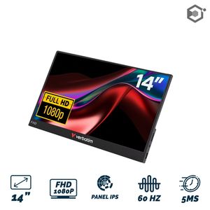 Monitor Portátil Touchscreen HDR VERBATIM 14? IPS 6MS 60HZ