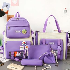 Maleta Mochila Morral Bolso Estuche Escolar Viajero 5 Piezas Morado