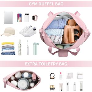 Bolso Maleta Mulifuncion Gym Viajes Para Dama 2 Piezas Rosa