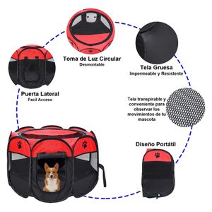 Corral Casa Perros Plegable Mascota Aire Libre Roja