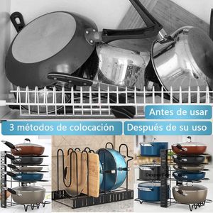 Estante Organizador Para Ollas Y Sartenes Ajustable X8