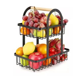 Organizador Metalico Negro 2 Niveles Estante Frutas Verduras