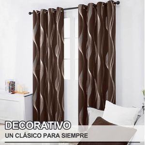Cortinas Blackout Decorativa Cafe 2 Paños Ventana 130x240cm Con Línea