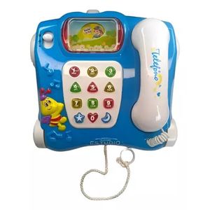 Juguete Telefono Para Niños Bilingüe Teléfono Educativo Azul