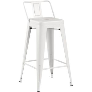 Butaco Bar Metálico Con Espaldar Blanco De 76cm