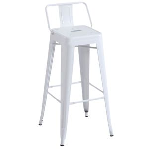 Butaco Bar Metálico Con Espaldar Blanco De 76cm