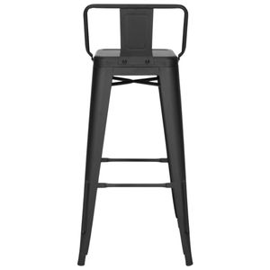 Butaco Bar Metálico Con Espaldar Negro Mate 76cm