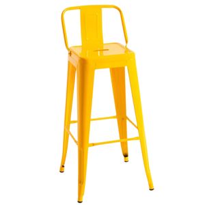 Butaco Bar Metálico Con Espaldar Amarillo 76cm